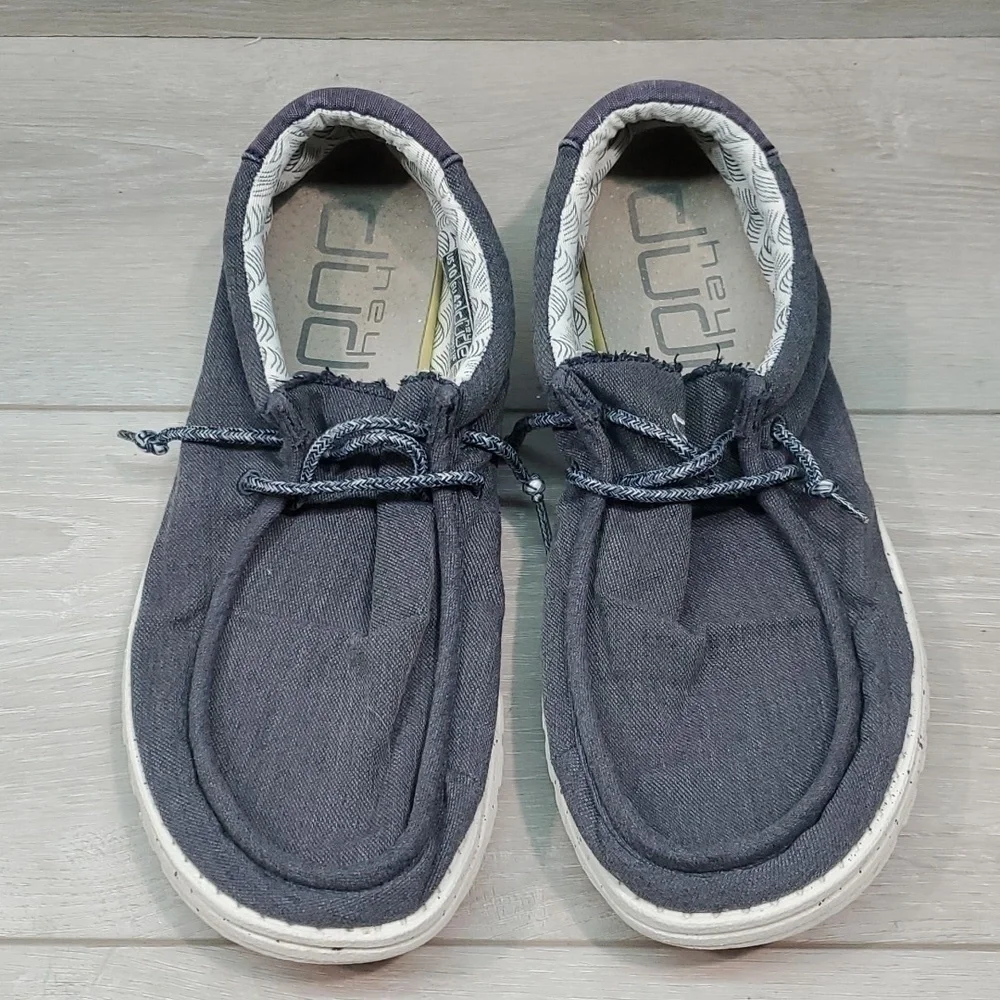 Hey Dude Mens Wally Chambray Blue Mirage Loafer Slip on shoes sz 10